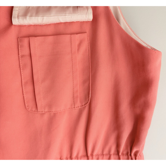 Matison Stone Tencel Button Up Utility Shirt Dress 10 Pocket Lined Coral Peach - Picture 5 of 16